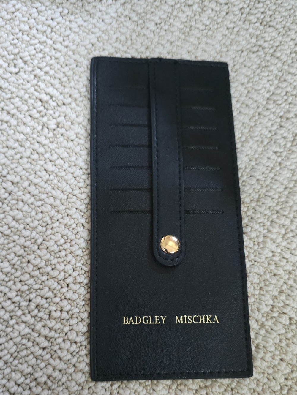 Badgley Mischka Black Card & Key Organizer with Gold Accent